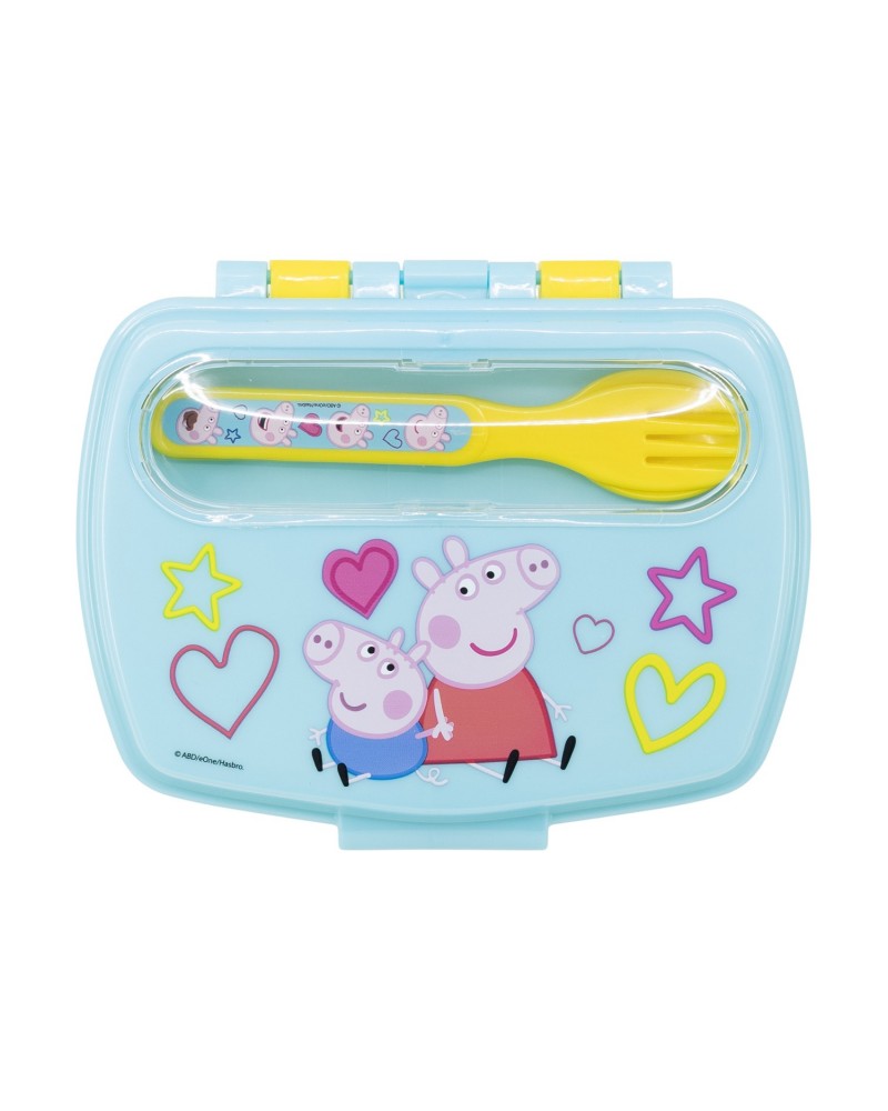 Stor: Peppa Pig Core 2022 - Funny Sandwich Box With Cutlery (13909)