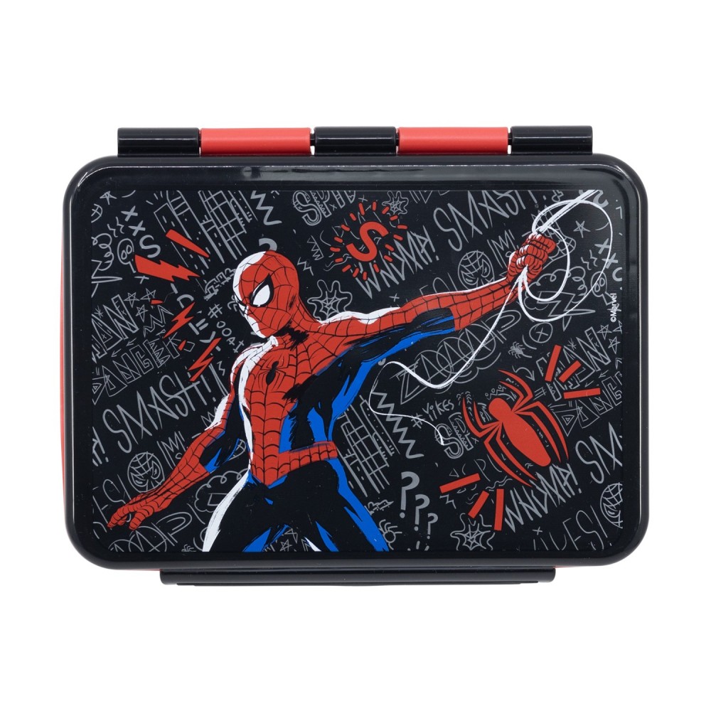 Stor Marvel: Spiderman Black Board -  Ss Clamp Rectangular Sandwich Box (1100ml) (74756)