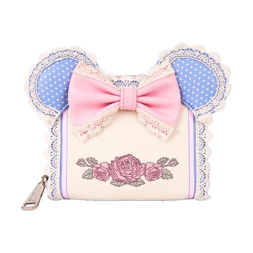 Loungefly Disney Minnie Floral And Lace Ears Zip Around Wallet (WDWA3269)