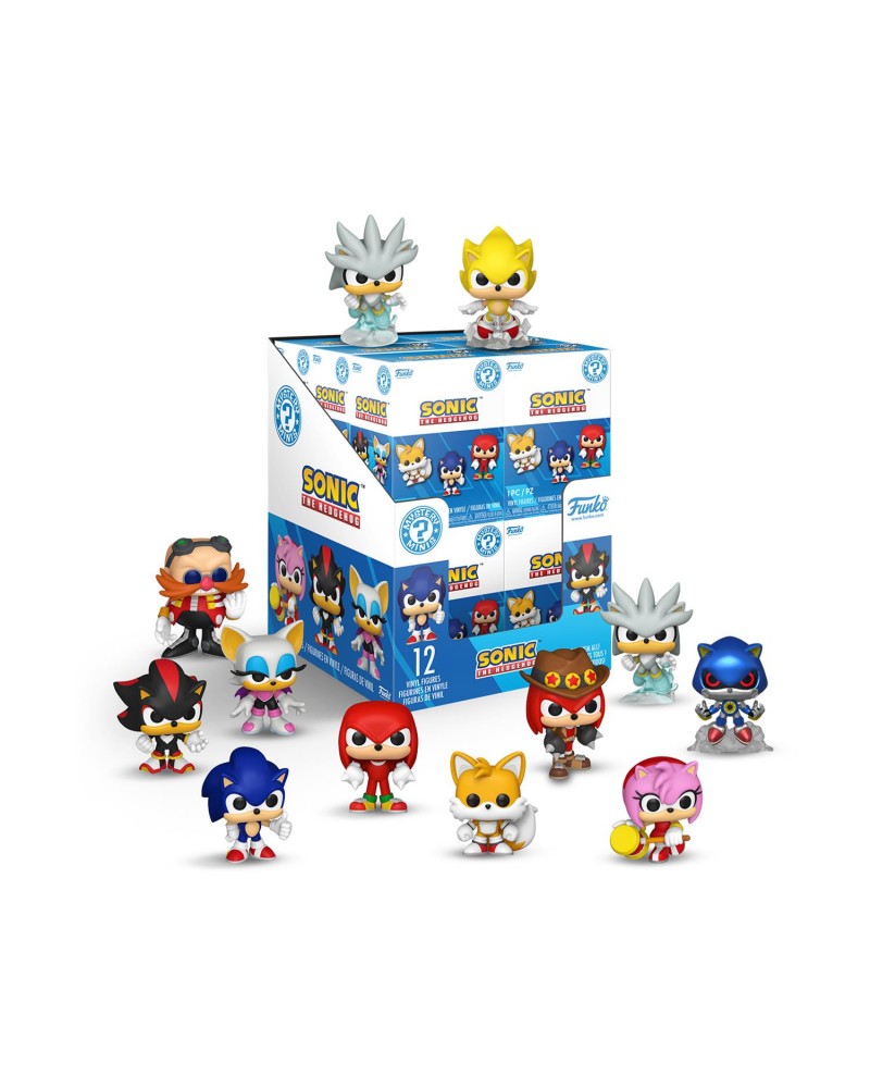 Funko Mystery Minis: Sonic The Hedgehog - Sonic, Tails, Amy, Knuckles, Shadow, Metal Sonic, Dr. Eggman, Silver, Rouge, Treasure Hunter Knuckles, Silver (Glows), Super Sonic (Glows) (Blind Box/Random) Vinyl Figures