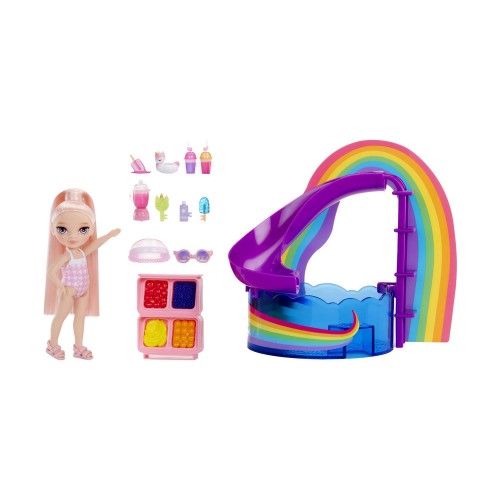 MGA Rainbow High: Littles Pool Day Playset + Small Doll (Pink 5.5”) (522249)