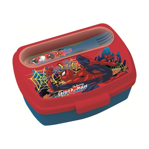 Stor: Marvel Spiderman Moving Target - Funny Sandwich Box With Cutlery (83509)