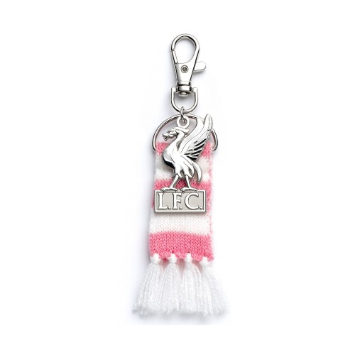 Carat Shop Liverpool FC - Pink Stripe Scarf &amp; Liverbird Backpack Hanger (LFCBH003)