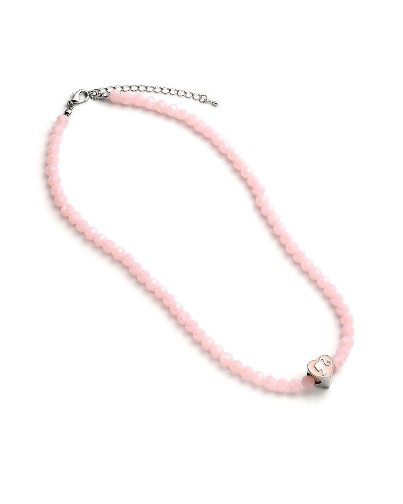 Carat Shop Barbie - Pink Bead Necklace with Heart Shaped Bead Charm (BMN00006)