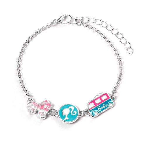 Carat Shop Barbie - Charm Bracelet with Three Enamelled Fun Charms - Silhouette, Skate, &amp; Camper Van (BMCB0009)