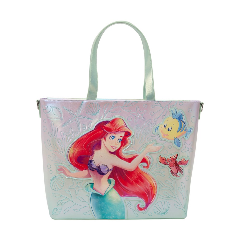 Loungefly Disney: The Little Mermaid - Ariel &amp; Flounder Tote Bag with Coin Bag (WDTB3509)