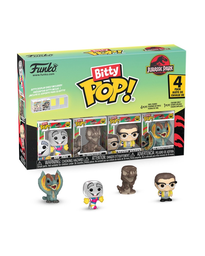 Funko Bitty Pop! 4-Pack: Jurassic Park - Mr. DNA, Dilophosaurus Fossil, Dennis Nedry, Dilophosaurus Vinyl Figures