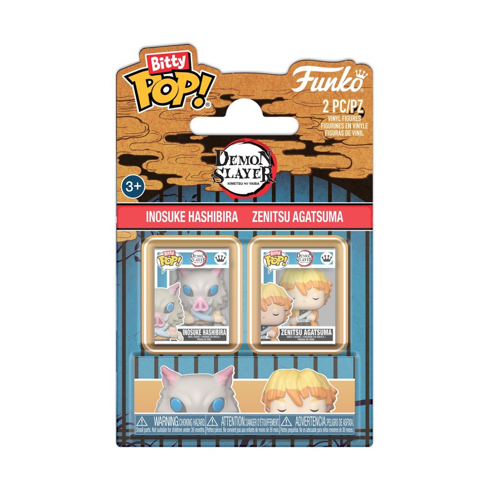 Funko Bitty Pop! 2-Pack: Demon Slayer - Inosuke Hashibira &amp; Zenitsu Agatsuma Vinyl Figures