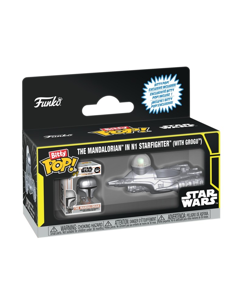 Funko Bitty Pop! Rides: Star Wars - The Mandalorian in N1 Starfighter (with Grogu)  Vinyl Figures