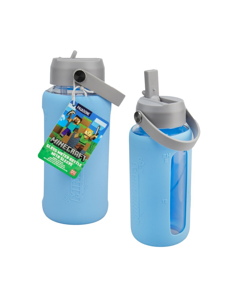 Paladone: Minecraft - Glass Water Bottle with Sleeve (PP16082MCF)