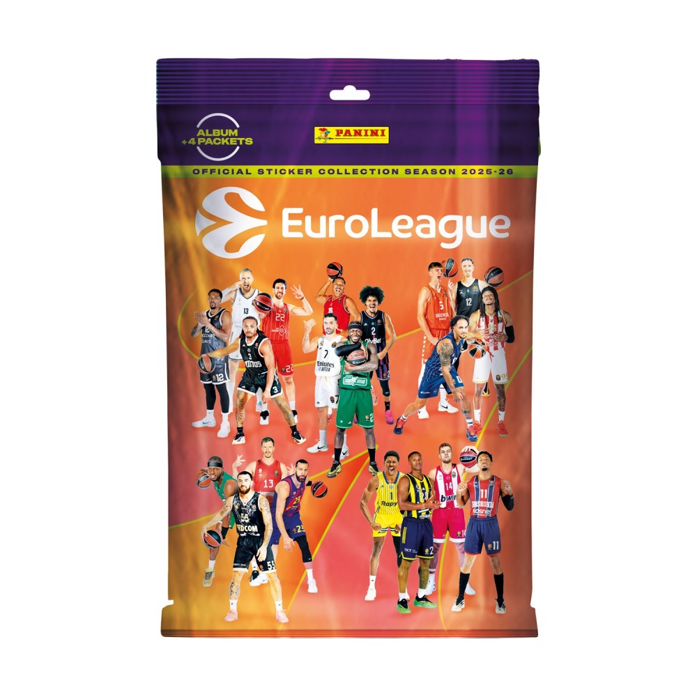 Panini Euroleague 2026: Sticker Starter Pack (1 Album and 4 Packs of 5 Stickers)