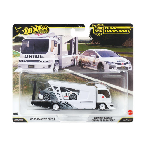 Mattel Hot Wheels Premium: Car Culture Team Transport – Hw Honda Civic Type-R &amp; Kousoku Hauler Vehicles (JHX94)