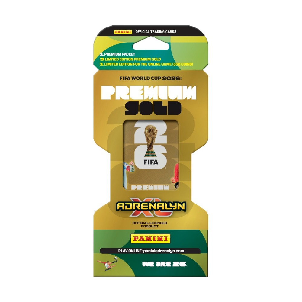 Panini World Cup 2026: Adrenalyn Premium Gold Blister (1 premium φακελάκι + 3 premium gold limited edition κάρτες + 1 coin card)