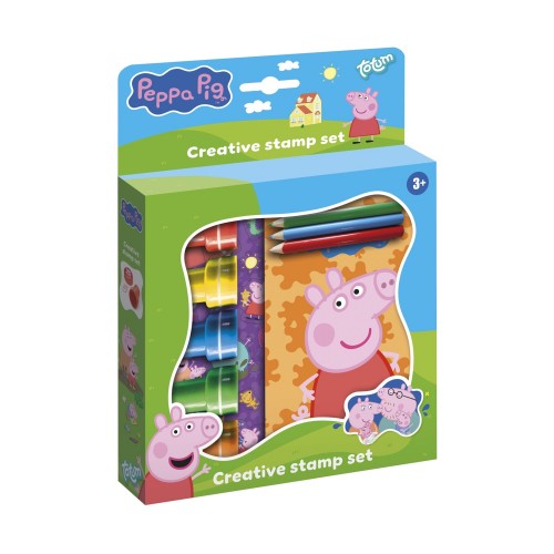 Totum: Peppa Pig - Stamp Set, 5 Stamps, 3 Pencils, 2 Sheets (BT360242)