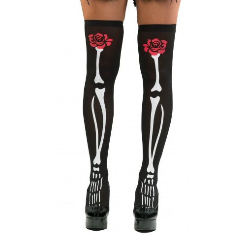Αποκριάτικο Αξεσουάρ Κάλτσες Με Κόκκαλα & Λουλούδια