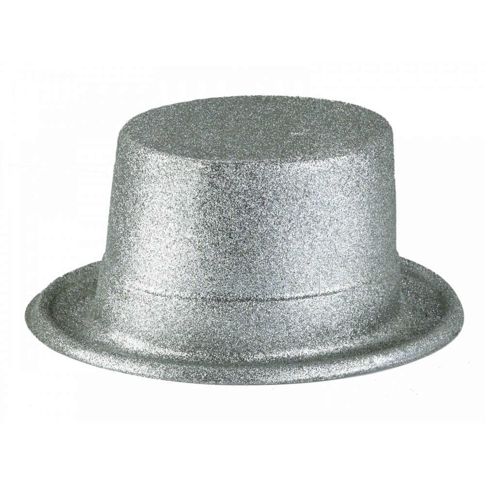 Αποκριάτικο Αξεσουάρ Καπέλο Ημίψηλο Με Γκλίτερ Ασημί