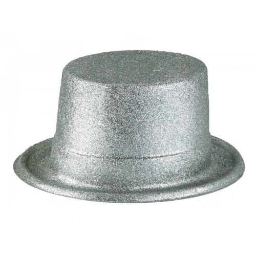 Αποκριάτικο Αξεσουάρ Καπέλο Ημίψηλο Με Γκλίτερ Ασημί