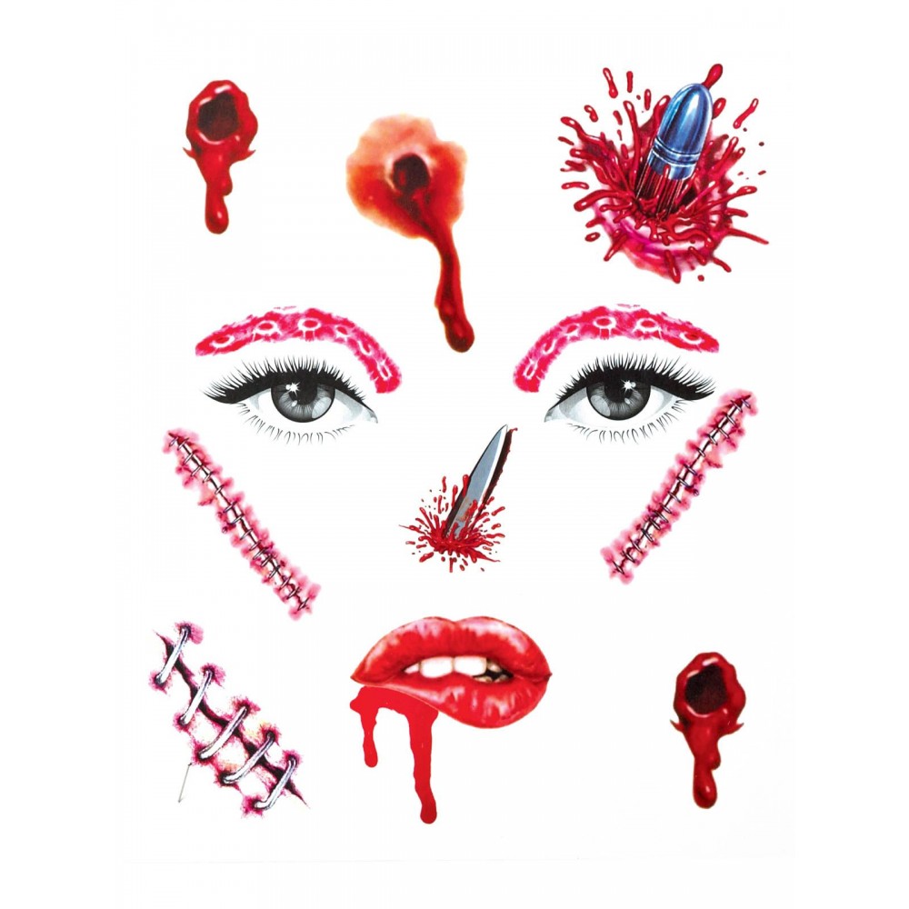 Αποκριάτικο Αξεσουάρ Τατουάζ Προσώπου Unisex 6σχδ