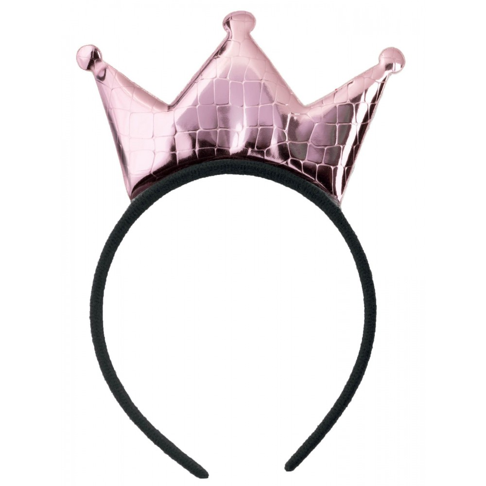 Αποκριάτικο Αξεσουάρ Στέκα Κορώνα Σατεν Ροζ/Χρυ/Αση