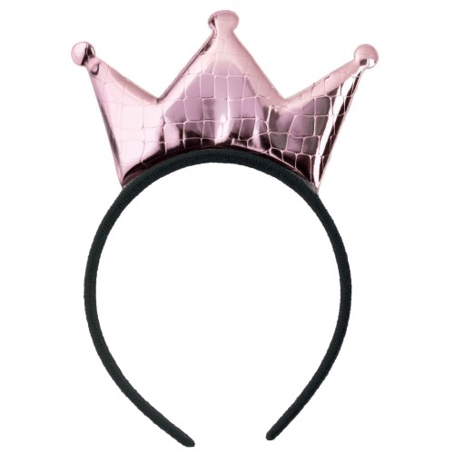 Αποκριάτικο Αξεσουάρ Στέκα Κορώνα Σατεν Ροζ/Χρυ/Αση