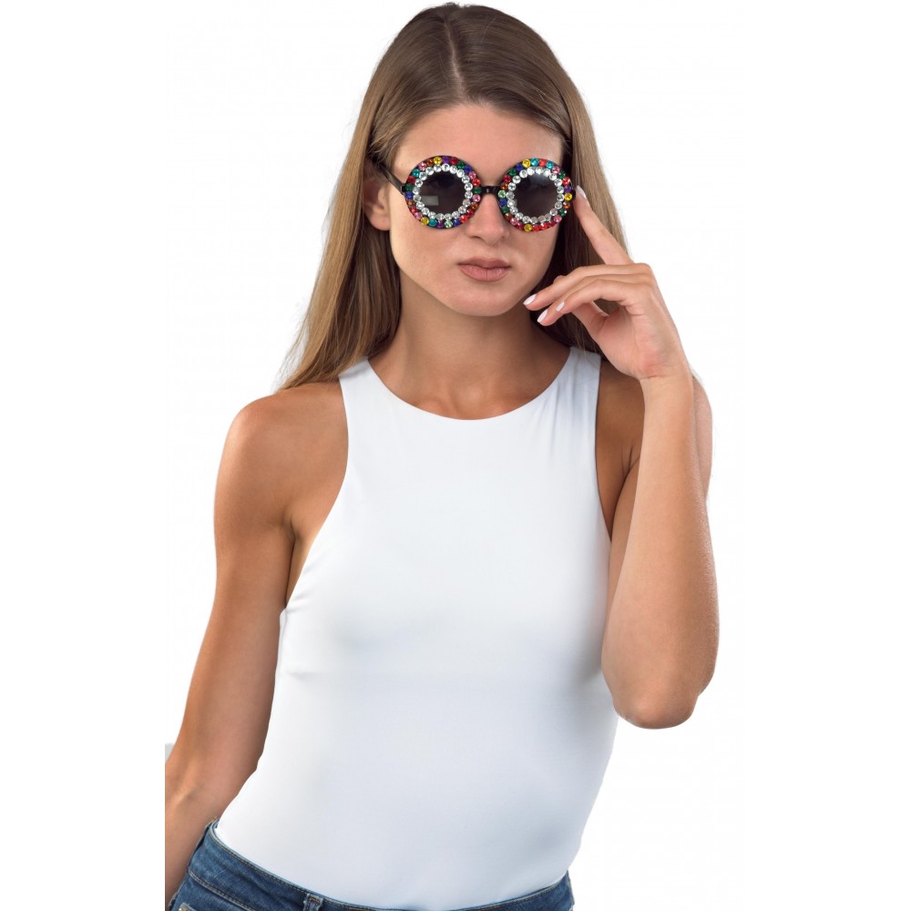 Αποκριάτικο Αξεσουάρ Γυαλιά Στρογγυλά Με Στρας