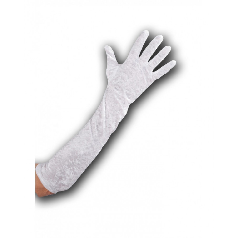 Γάντια Λευκά Βελούδινα Μακριά 50cm