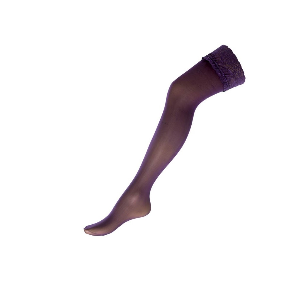 Κάλτσα Nylon Μοβ Με Δαντέλα