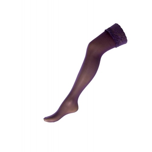 Κάλτσα Nylon Μοβ Με Δαντέλα
