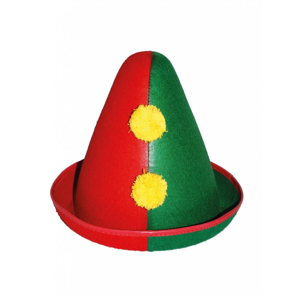 Καπέλο Κώνος Clown Κόκκινο Πράσινο  23cm