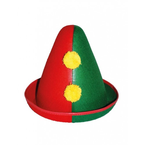 Καπέλο Κώνος Clown Κόκκινο Πράσινο  23cm
