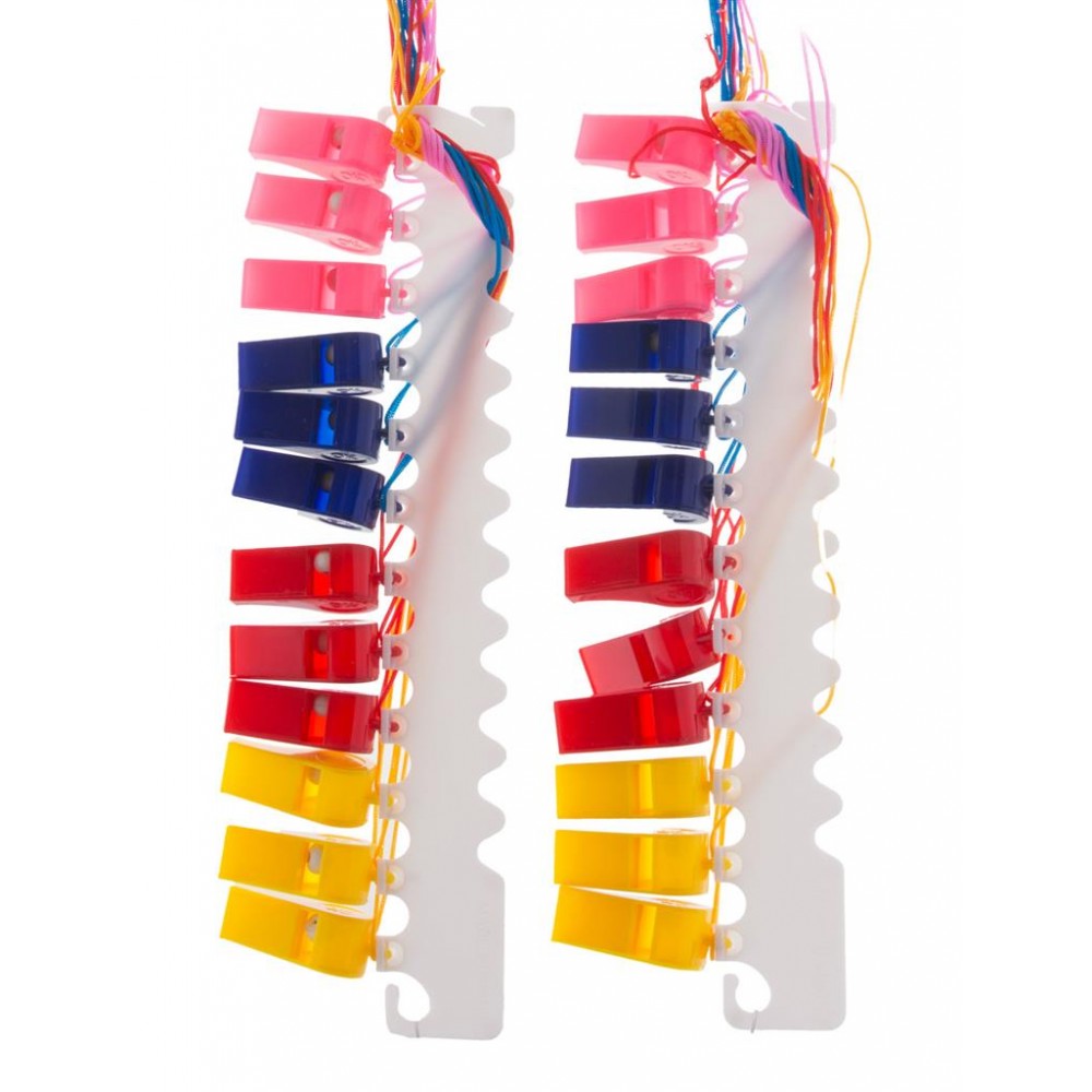 Σφυρίχτρες Πλαστικές Διάφορα Χρώματα Σετ 24τμχ