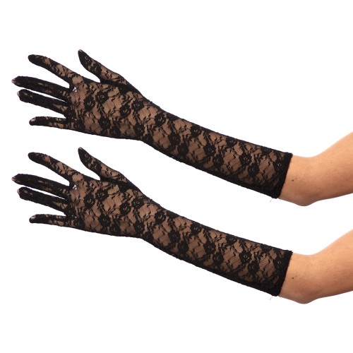 Γάντια Μαύρα Με Δαντέλα 40cm