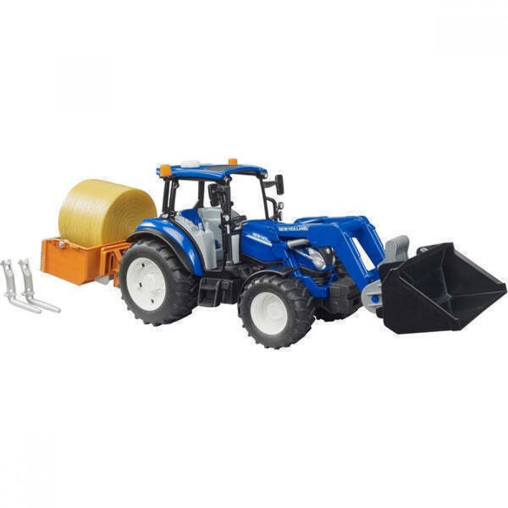 BRUDER ΤΡΑΚΤΕΡ NEW HOLLAND T5.120 ΜΕ ΦΟΡΤΩΤΗ, ΠΛΑΤΦΟΡΜΑ & ΑΧΥΡΟΜΠΑΛΑ (BR002187)