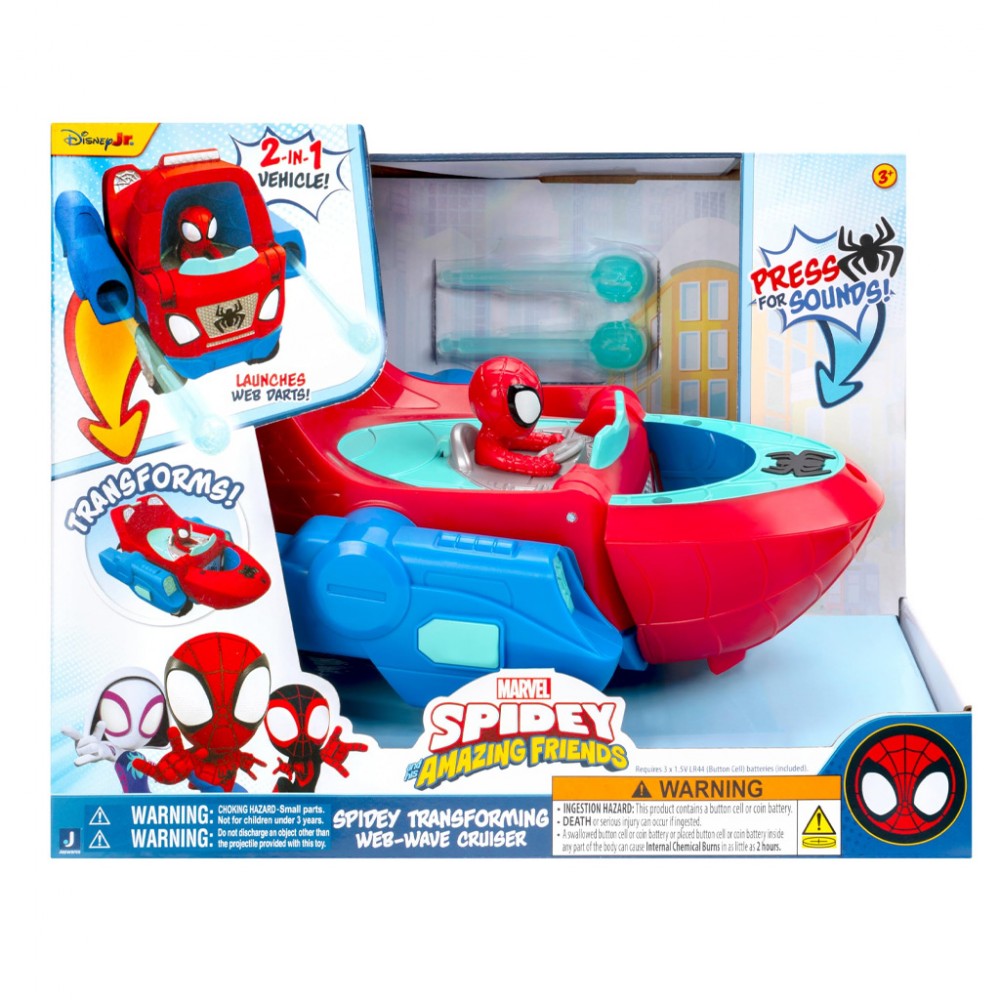 SPIDEY ΌΧΗΜΑ-ΠΛΟΙΟ 2ΣΕ1 20CM ΜΕ ΗΧΟ (JWS00379)