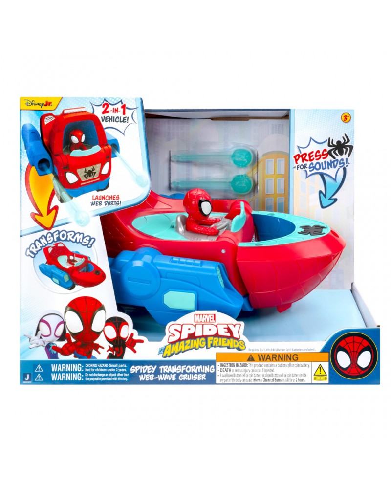 SPIDEY ΌΧΗΜΑ-ΠΛΟΙΟ 2ΣΕ1 20CM ΜΕ ΗΧΟ (JWS00379)