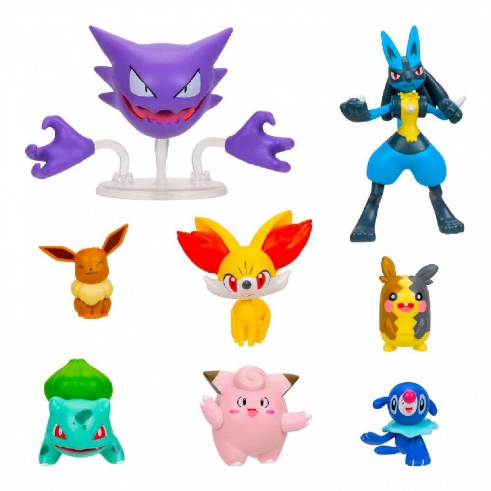 POKEMON ΦΙΓΟΥΡΕΣ 8 ΤΕΜ W15 EEVEE, MORPEKO, FENNIKEN, BULBASAUR, POPPLIO, CLEFAIRY, HAUNTER & LUCARIO (PKW4101)