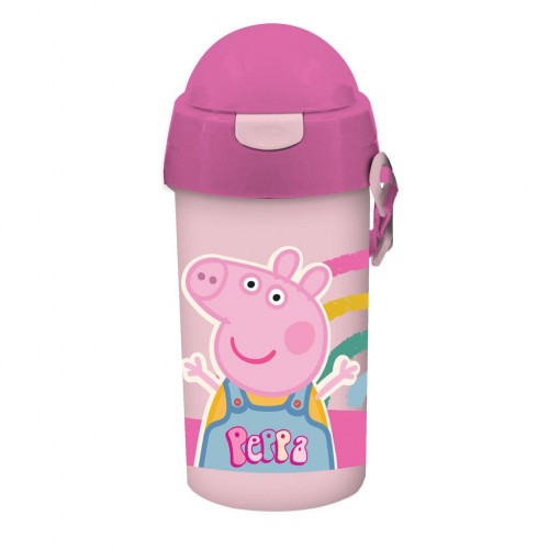 ΠΑΓΟΥΡΙ 500ML ΠΛΑΣΤΙΚΟ ME ΚΑΛΑΜΑΚΙ PEPPA PIG ΡΟΖ (482757)