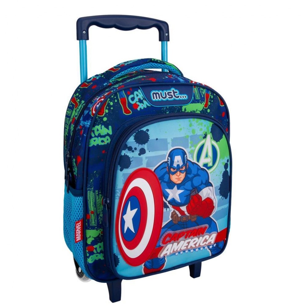 MUST TROLLEY ΝΗΠΙΟΥ 27x10x31 2ΘΗΚΕΣ CAPTAIN AMERICA (506231)