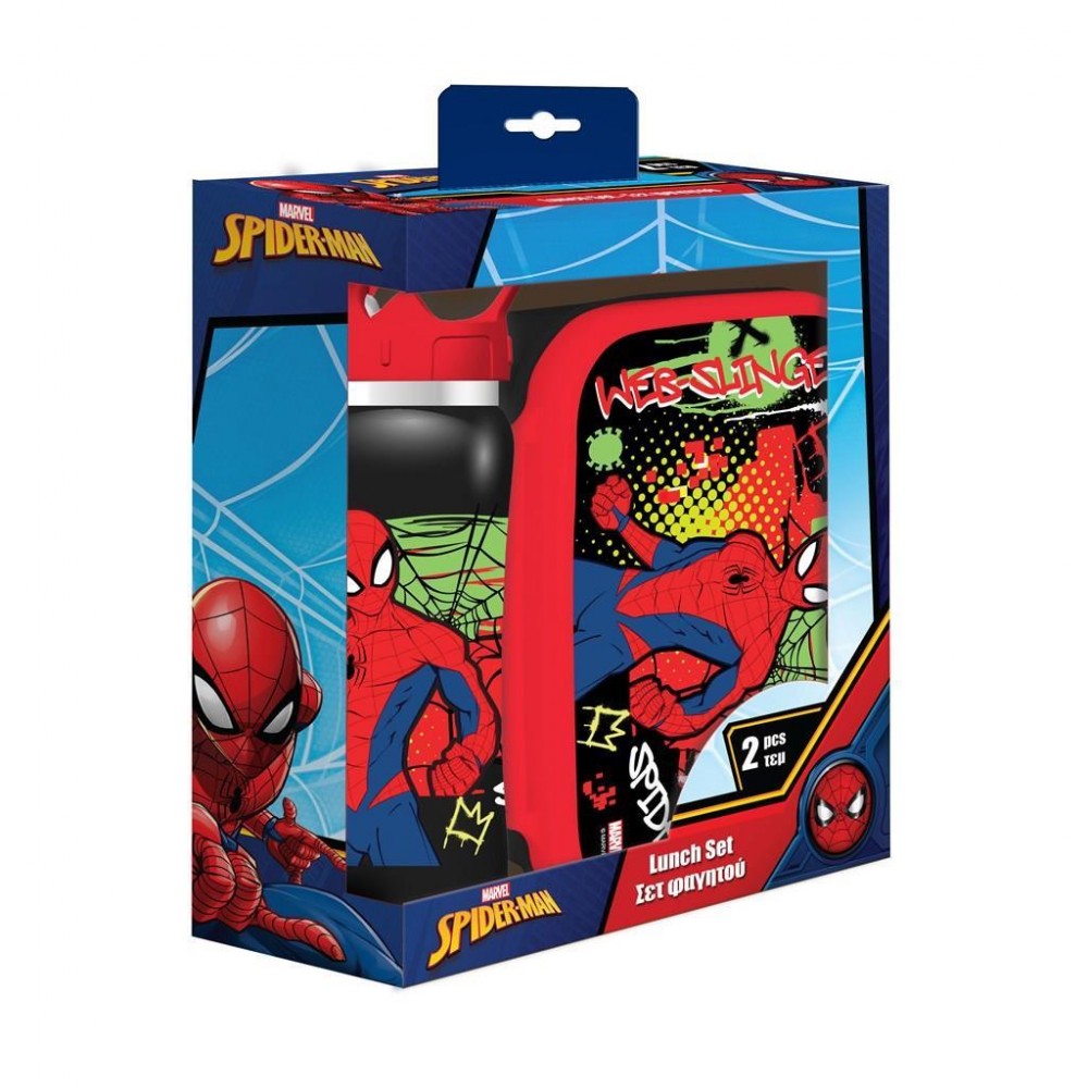 MUST TEAM SPIDERMAN ΣΕΤ ΠΛΑΣΤΙΚΟ ΦΑΓΗΤΟΔΟΧΕΙΟ 800ML & ΑΝΟΞΕΙΔΩΤΟ ΠΑΓΟΥΡΙ 500ML (508397)