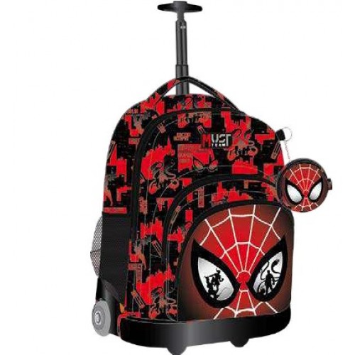 MUST TROLLEY ΔΗΜΟΤΙΚΟΥ 31X24X45 3ΘΗΚΕΣ ΜΟΝΟ ΧΕΡΟΥΛΙ & 2 ΡΟΔΕΣ SPIDERMAN EYES (508563)