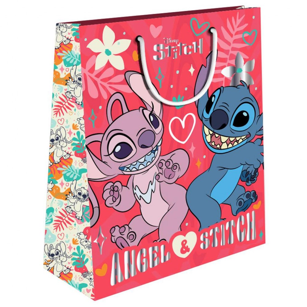 ΣΑΚΟΥΛΑ ΔΩΡΟΥ ΧΑΡΤΙΝΗ 33X12X45 LILO & STITCH ΜΕ FOIL ΡΟΖ (564064)