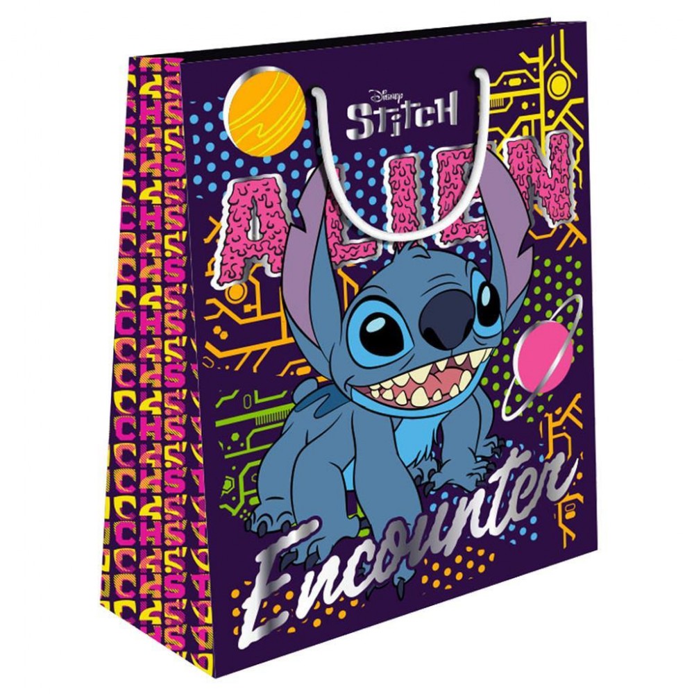 ΣΑΚΟΥΛΑ ΔΩΡΟΥ ΧΑΡΤΙΝΗ 26X12X32 LILO & STITCH ΜΕ FOIL ΜΠΛΕ (564063)