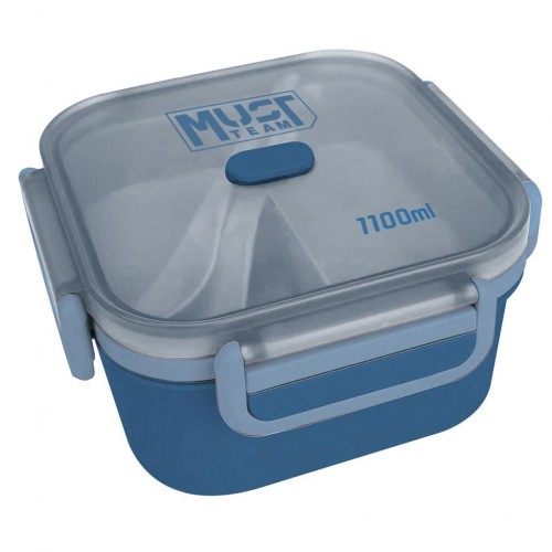 MUST ΦΑΓΗΤΟΔΟΧΕΙΟ 1100ML PP ΠΛΑΣΤΙΚΟ ΜΕ ΚΟΥΤΑΛΙ & ΠΙΡΟΥΝΙ 16,6X16,6X8,8CM ΜΠΛΕ (585730)