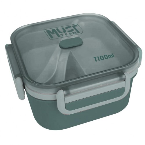 MUST ΦΑΓΗΤΟΔΟΧΕΙΟ 1100ML PP ΠΛΑΣΤΙΚΟ ΜΕ ΚΟΥΤΑΛΙ & ΠΙΡΟΥΝΙ 16,6X16,6X8,8CM ΠΡΑΣΙΝΟ (585730)