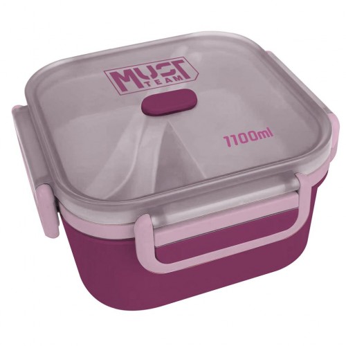 MUST ΦΑΓΗΤΟΔΟΧΕΙΟ 1100ML PP ΠΛΑΣΤΙΚΟ ΜΕ ΚΟΥΤΑΛΙ & ΠΙΡΟΥΝΙ 16,6X16,6X8,8CM ΡΟΖ (585730)