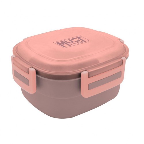 MUST ΦΑΓΗΤΟΔΟΧΕΙΟ 1300ML PP ΠΛΑΣΤΙΚΟ ΜΕ ΚΟΥΤΑΛΙ ΚΑΙ ΠΙΡΟΥΝΙ & ΠΑΓΟΚΥΣΤΗ 19,5x17,3x10,5CM  ΡΟΖ (586530)