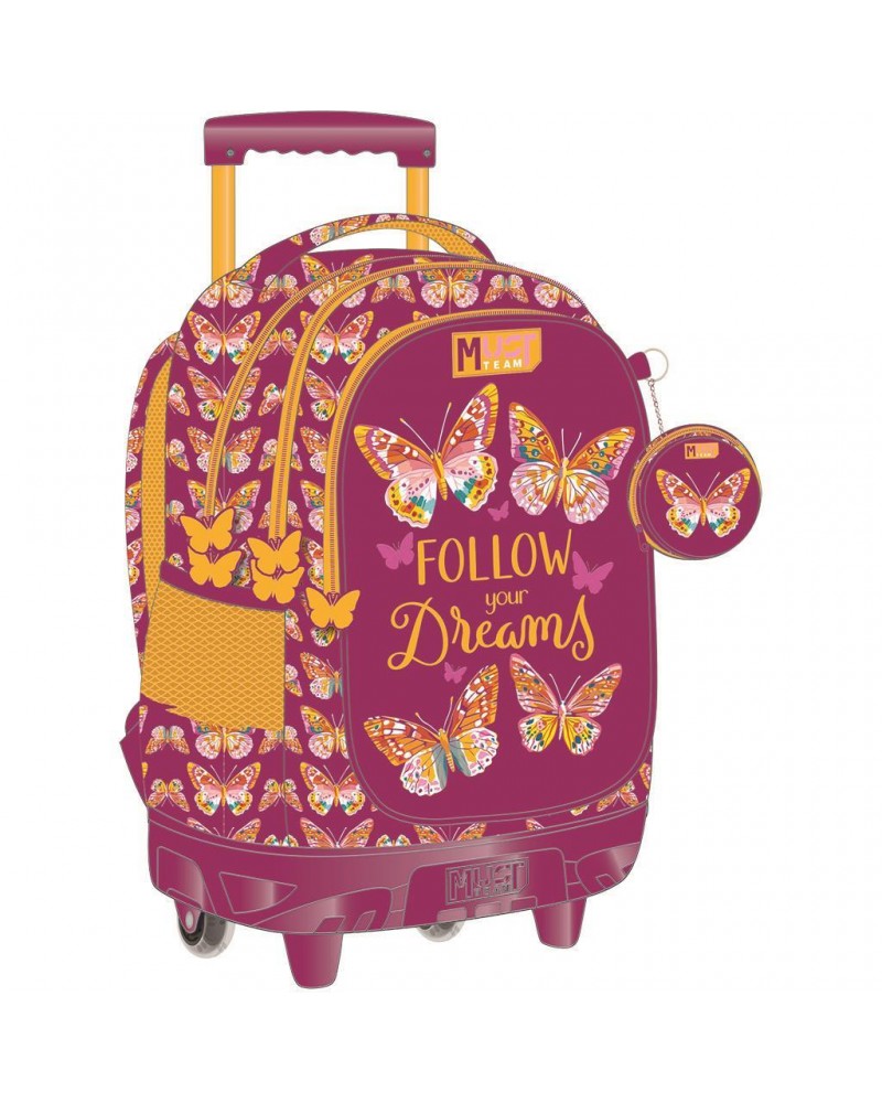 MUST TEAM TROLLEY ΣΧΟΛΙΚΟ 34Χ20Χ44ΕΚ 3ΘΗΚΕΣ BUTTERFLY FOLLOW YOUR DREAMS (587217)