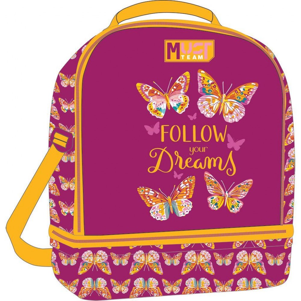 MUST TEAM ΤΣΑΝΤΑΚΙ ΦΑΓΗΤΟΥ 22Χ16Χ28ΕΚ ΙΣΟΘΕΡΜΙΚΟ BUTTERFLY FOLLOW YOUR DREAMS (587281)