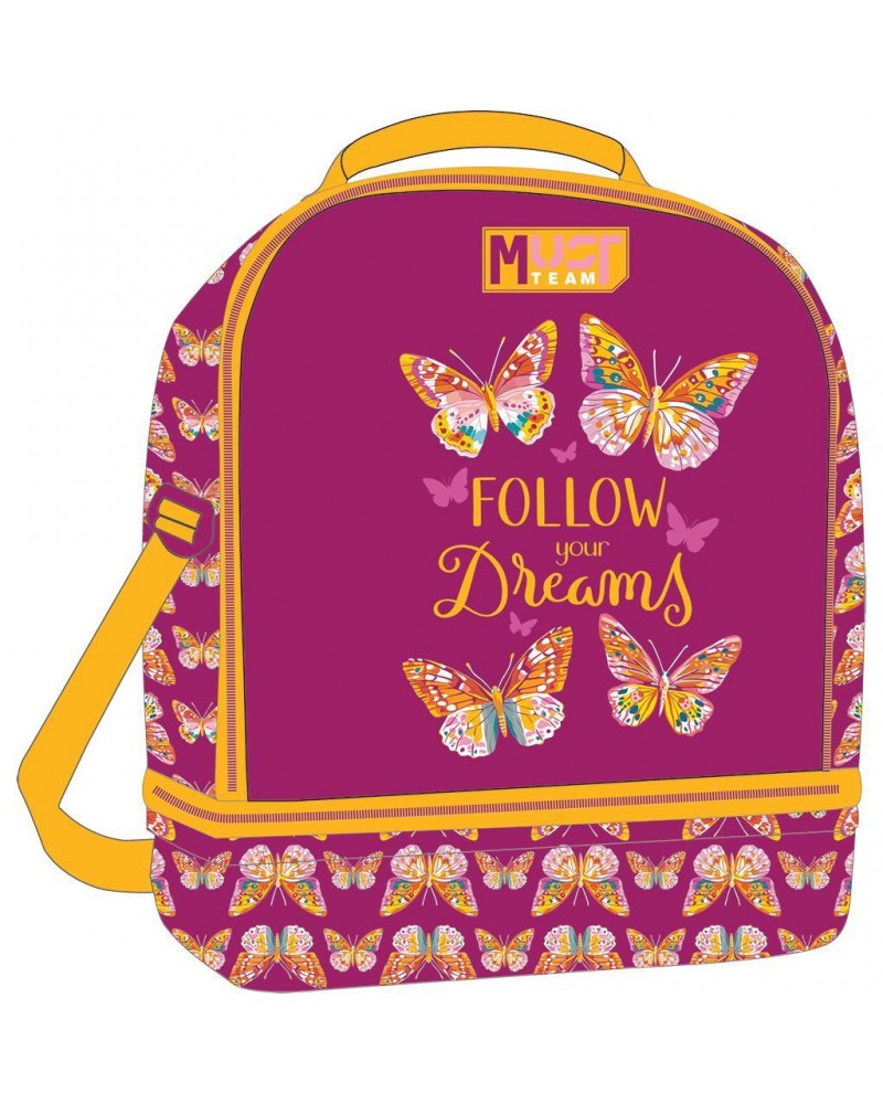 MUST TEAM ΤΣΑΝΤΑΚΙ ΦΑΓΗΤΟΥ 22Χ16Χ28ΕΚ ΙΣΟΘΕΡΜΙΚΟ BUTTERFLY FOLLOW YOUR DREAMS (587281)