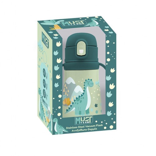 MUST TEAM  ΠΑΓΟΥΡΙ ΑΝΟΞΕΙΔΩΤΟ ΘΕΡΜΟΣ 350ML ΜΕ ΧΕΡΟΥΛΙΑ & ΚΑΛΑΜΑΚΙ 8Χ17ΕΚ ΔΕΙΝΟΣΑΥΡΑΚΙ (587465)